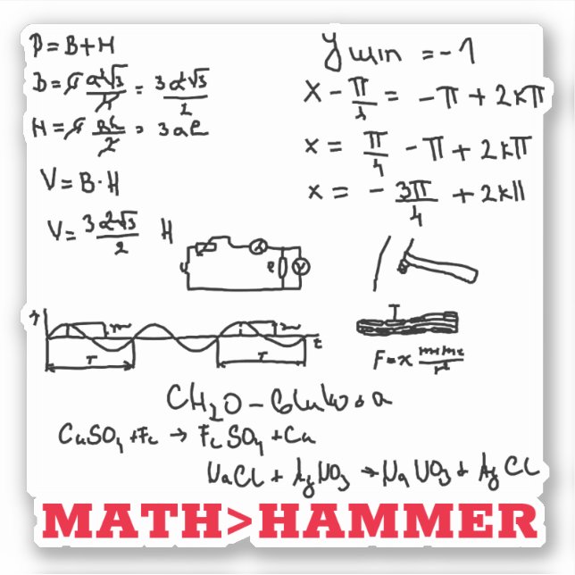 Messy math equation nerdy math greater than hammer (Front)