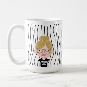 MESSY MOM   Funny Face(s) Striped Mother’s Day Mug