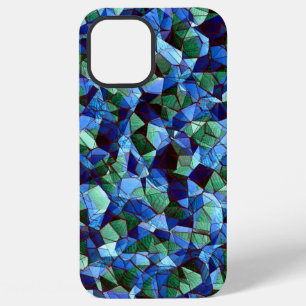 Messy of green and blue irregular mosaic overlaid  iPhone 12 pro max case