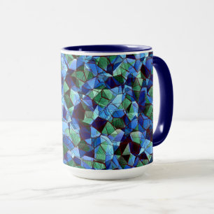 Messy of green and blue irregular mosaic overlaid  mug