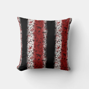 Messy Painted Stripes, Red, Black and White Throw Pillow