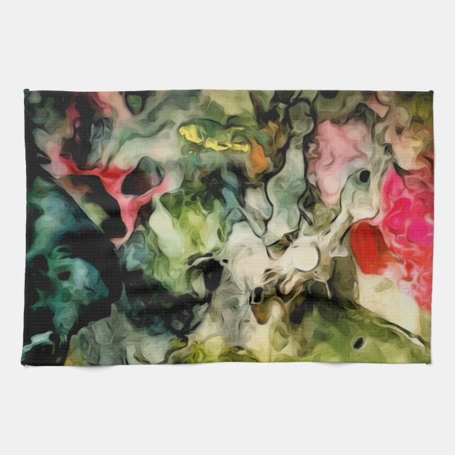 Messy Palette Cool Abstract Pattern Kitchen Towel (Horizontal)