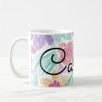 Messy Pink Orange Floral Watercolor Monogram