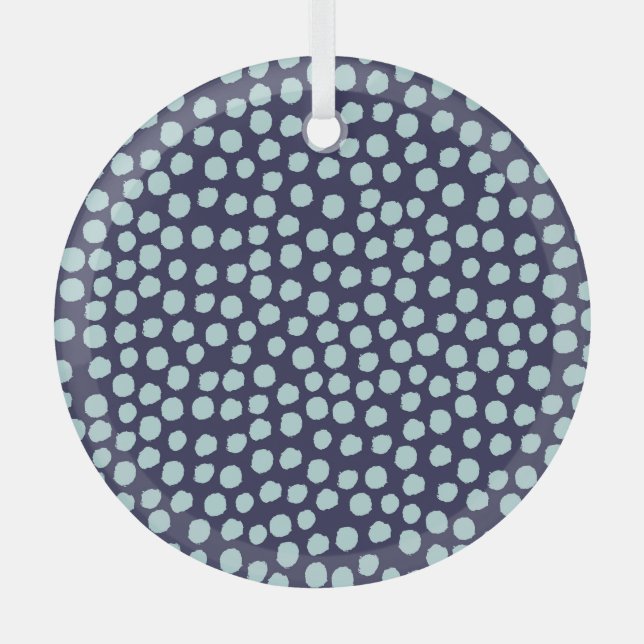 Messy polka dots, trendy ink pattern. glass ornament (Front)