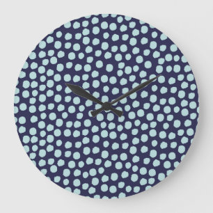 Messy polka dots, trendy ink pattern. large clock