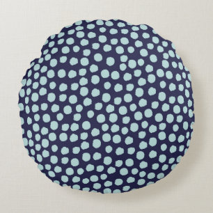 Messy polka dots, trendy ink pattern. round pillow
