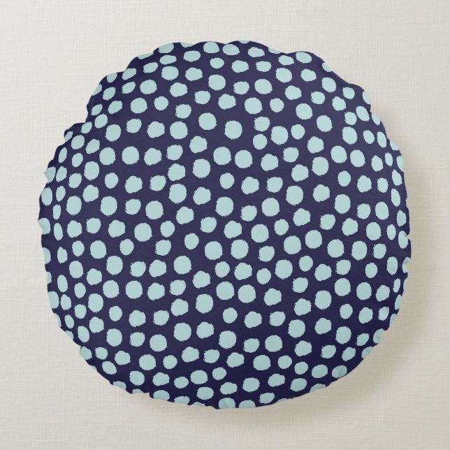 Messy polka dots, trendy ink pattern. round pillow (Front)