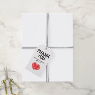 Messy Red Heart Grunge Style Thank You Party Gift Tags