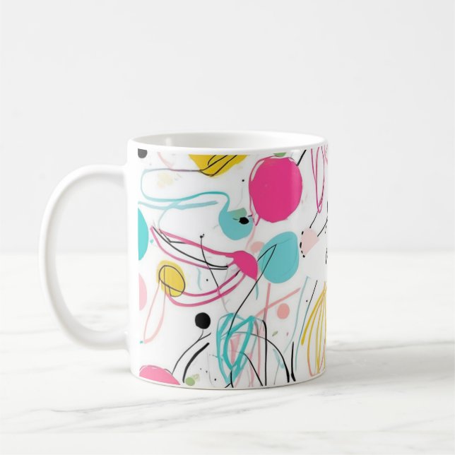 Messy Scribbles and Shapes Coffee Mug (Left)