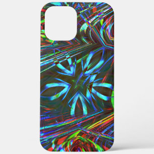 Messy strokes of colourful neon on dark background iPhone 12 pro max case