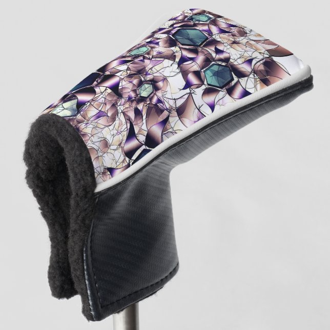 Messy virtual flower in gradient tones golf head cover (3/4 Front)