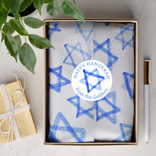 Messy Watercolor Stars CUSTOM Hanukkah Classic Round Sticker