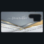 Metal 3-D look Calligraphy Gold Monogram Diamond  Samsung Galaxy Case<br><div class="desc">Any glitter or diamonds in design are photos and simulated. This design may be personalized in the area provided by changing the photo and/or text. Or it can be customized by clicking Personalize this Template and then choosing the click to customize further option and delete or change the colour of...</div>