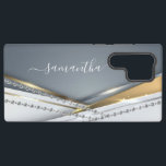 Metal 3-D look Calligraphy Gold Monogram Diamond  Samsung Galaxy Case<br><div class="desc">Any glitter or diamonds in design are photos and simulated. This design may be personalized in the area provided by changing the photo and/or text. Or it can be customized by clicking Personalize this Template and then choosing the click to customize further option and delete or change the colour of...</div>
