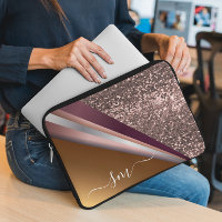 Metal 3-D Monogram Pink Gold Glitter Look