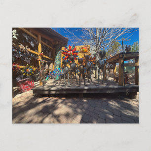Metal Alien and Flower Sculptures Postcard