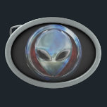 Metal Alien Head 03 Belt Buckle<br><div class="desc">A Metalic Alien Head design.</div>