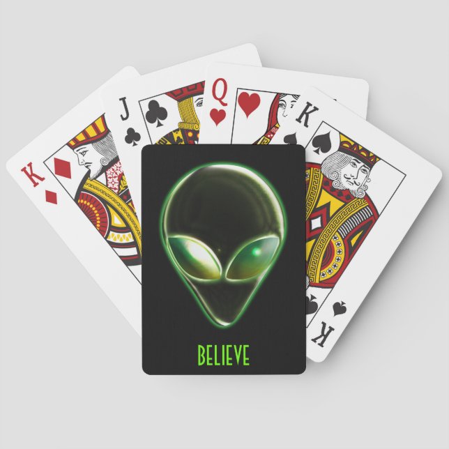 Metal Alien Head 04 Playing Cards (Back)