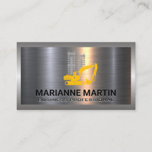 Metal Aluminum Brushed   Construction Vehicle Business Card