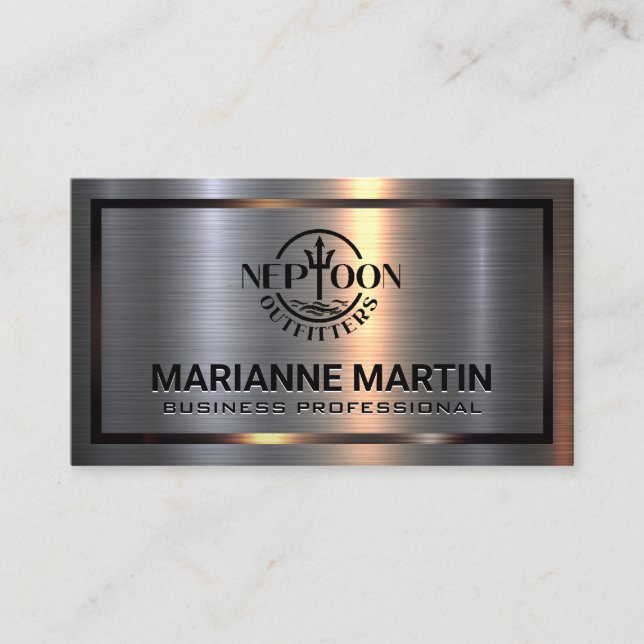 Metal Aluminum Brushed | Metallic Border  Business Card (Front)