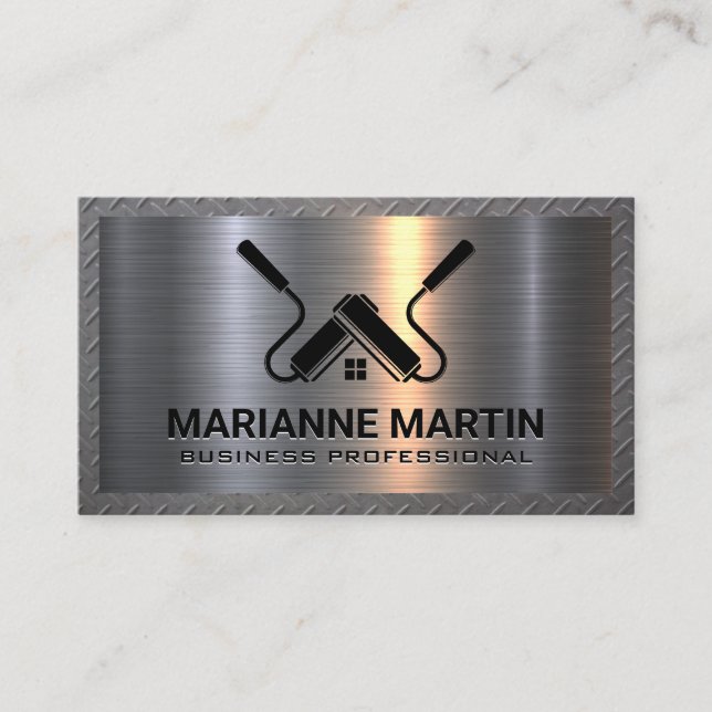 Metal Aluminum | Paint Rollers | Steel Pattern Business Card (Front)