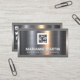 Metal Aluminum   qr code   Social Media Icons Business Card