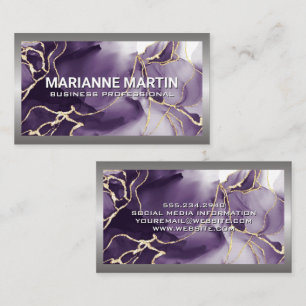 Metal Aluminum Silver Border   Purple Gold  Business Card