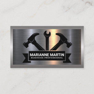 Metal Aluminum Silver Brushed   Building Tools Business Card