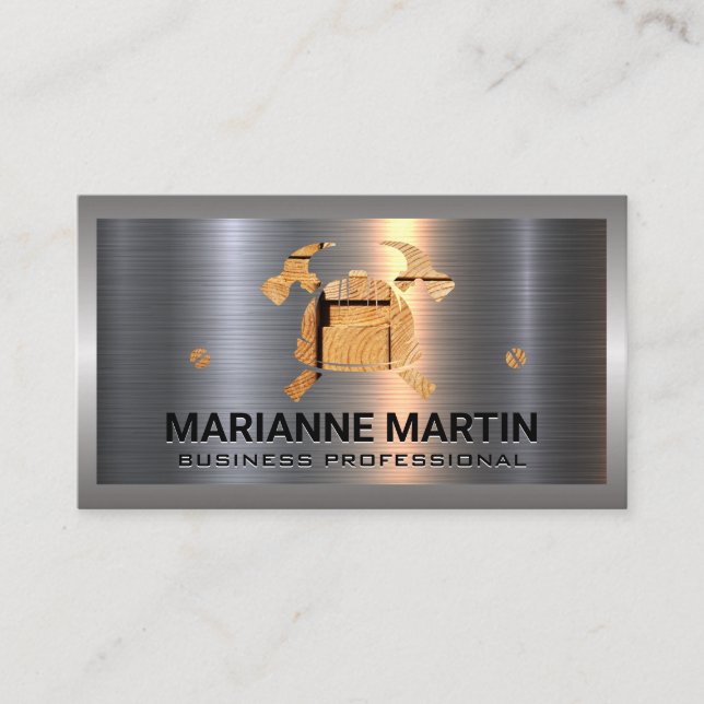 Metal Aluminum Silver Brushed | Bull Dozer Busines Business Card (Front)