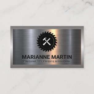 Metal Aluminum Silver Brushed   Circular Saw Business Card