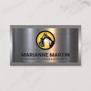 Metal Aluminum Silver Brushed   Construction Logo Business Card