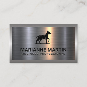 Metal Aluminum Silver Brushed Dog Logo Business Card