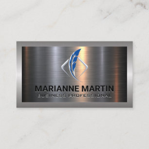 Metal Aluminum Silver Brushed   Feather Logo Business Card