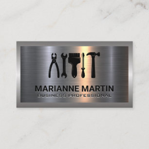Metal Aluminum Silver Brushed   Home Hammer Logo B Business Card