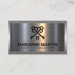 Metal Aluminum Silver Brushed   Home Keys Logo Business Card