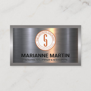 Metal Aluminum Silver Brushed Industrial Border Business Card
