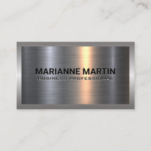 Metal Aluminum Silver Brushed   Industrial Border Business Card