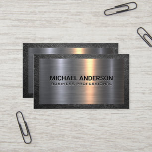 Metal Aluminum Silver Brushed   Leather Border Business Card