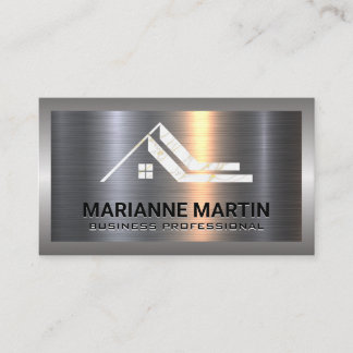 Metal Aluminum Silver Brushed | Marble Roof Logo Business Card