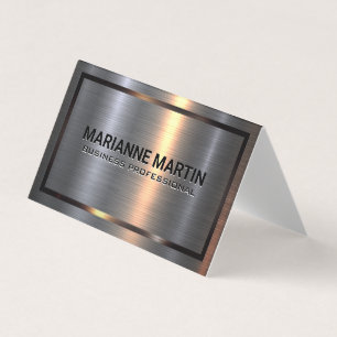 Metal Aluminum Silver Brushed   Metallic Border  Business Card