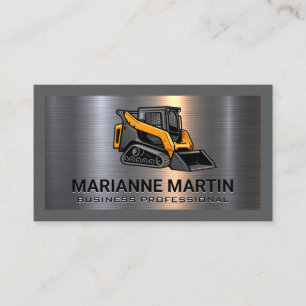 Metal Aluminum Silver Brushed   Skid Steer  Business Card