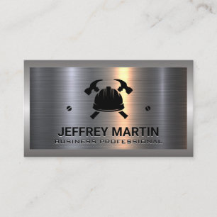 Metal Aluminum Silver   Hard Hat and Hammers Business Card