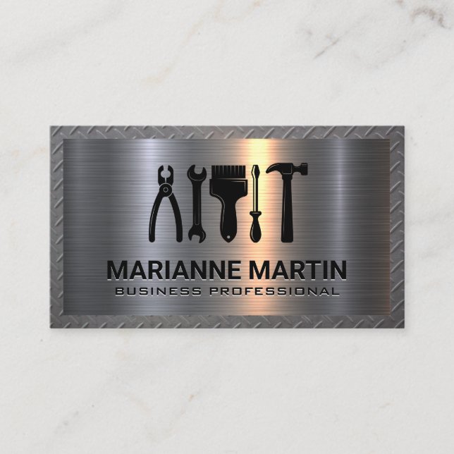 Metal Aluminum Silver | Steel Frame Business Card (Front)