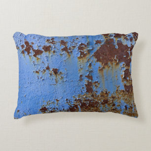 Metal and blue paint texture. accent pillow