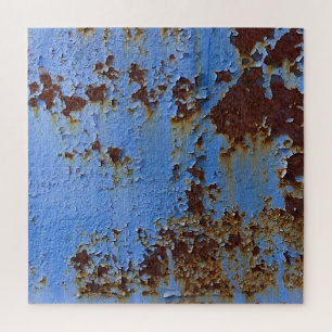 Metal and blue paint texture. jigsaw puzzle