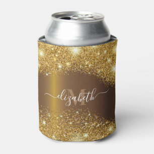 Metal and Golden Glitter Can Cooler