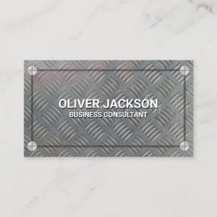 Metal and Screws   Diamond Plated Steel Business Card