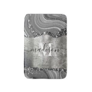 Metal and Silver Marble Bath Mat