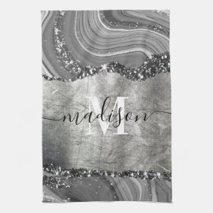 Metal and Silver Marble Kitchen Towel