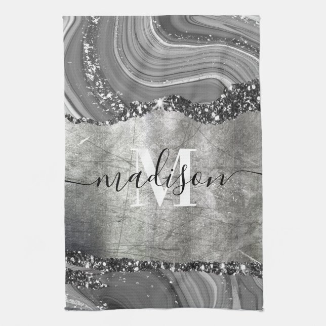 Metal and Silver Marble Kitchen Towel (Vertical)